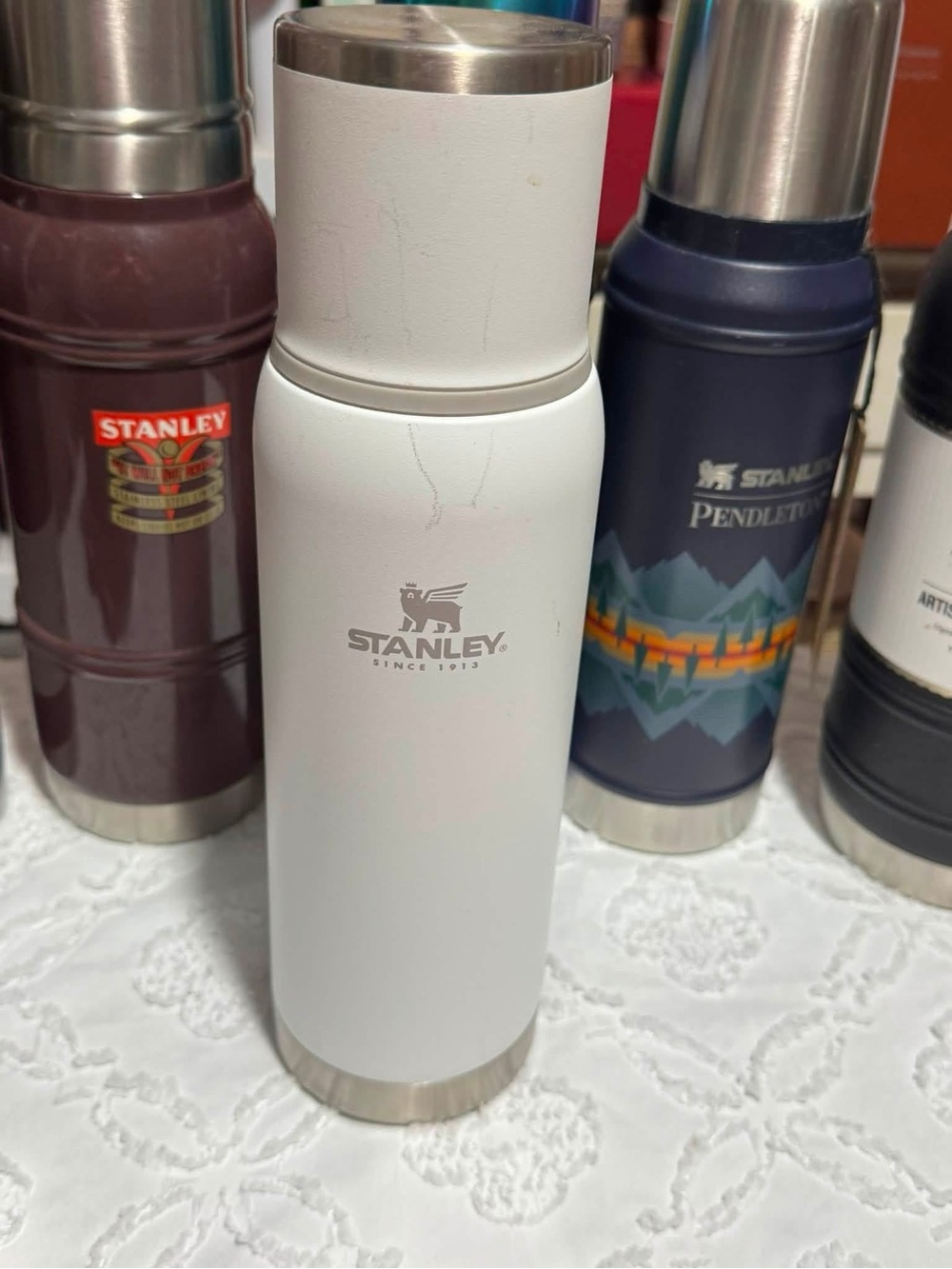 Stanley White and Stainless Steel Insulated Bottle